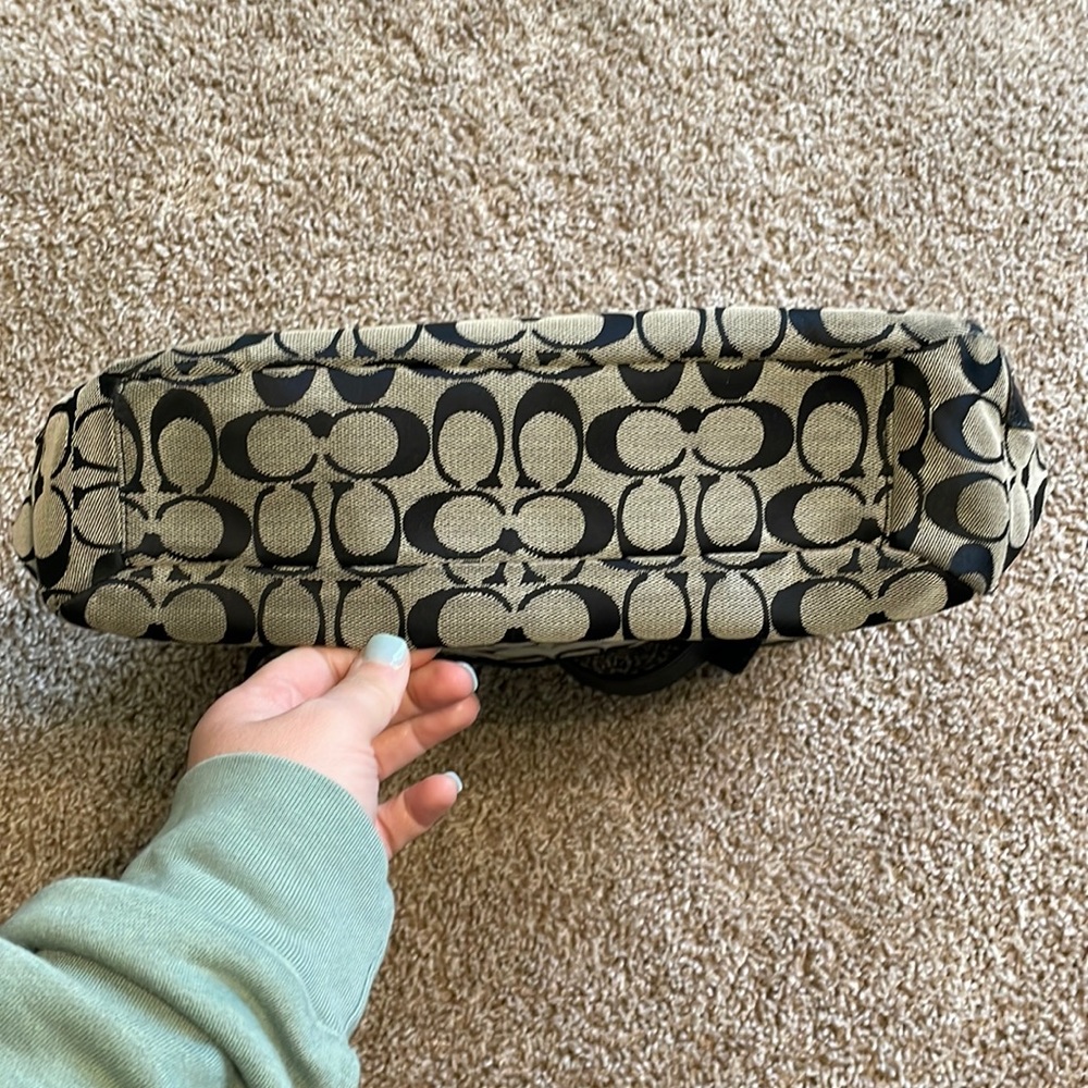 Black and gray coach bag
